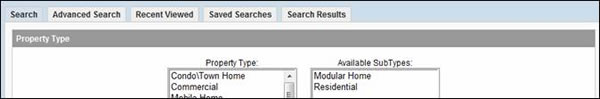 New Tab Based MLS Search Page